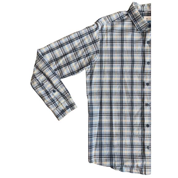 Columbia Men's Button Down Shirt Size XL Blue Plaid Chest Pocket 100% Cotton EUC - Picture 3 of 11